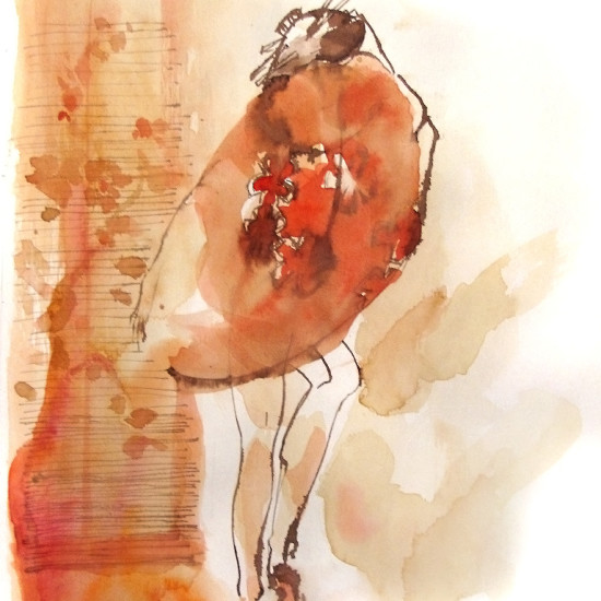 SAKURA 2012, coffee and watercolour on paper, 31x34 cm